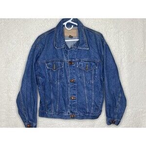 Vintage The Limited Jean Jacket Women Blue Denim Leather Button Trucker M